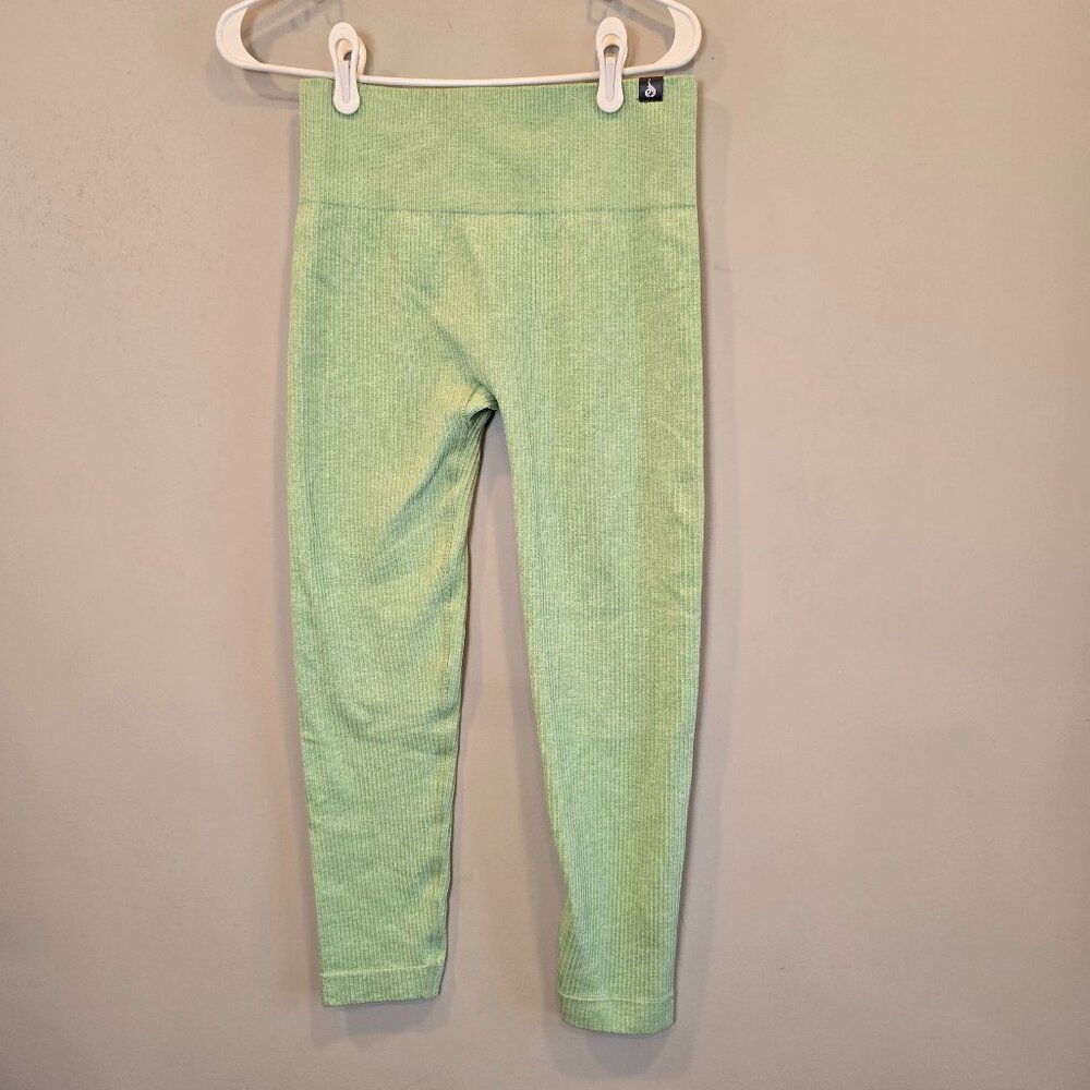 Ryderwear Leggings Womens Large Green Ribbed Pant High Rise